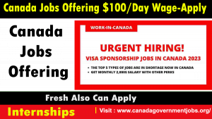 Canada Jobs Offering $100/Day Wage-Apply ASAP